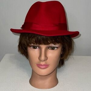 L.L Bean Wool Wide Brim Red Women's Size 6.5 US Made In England Vintage.